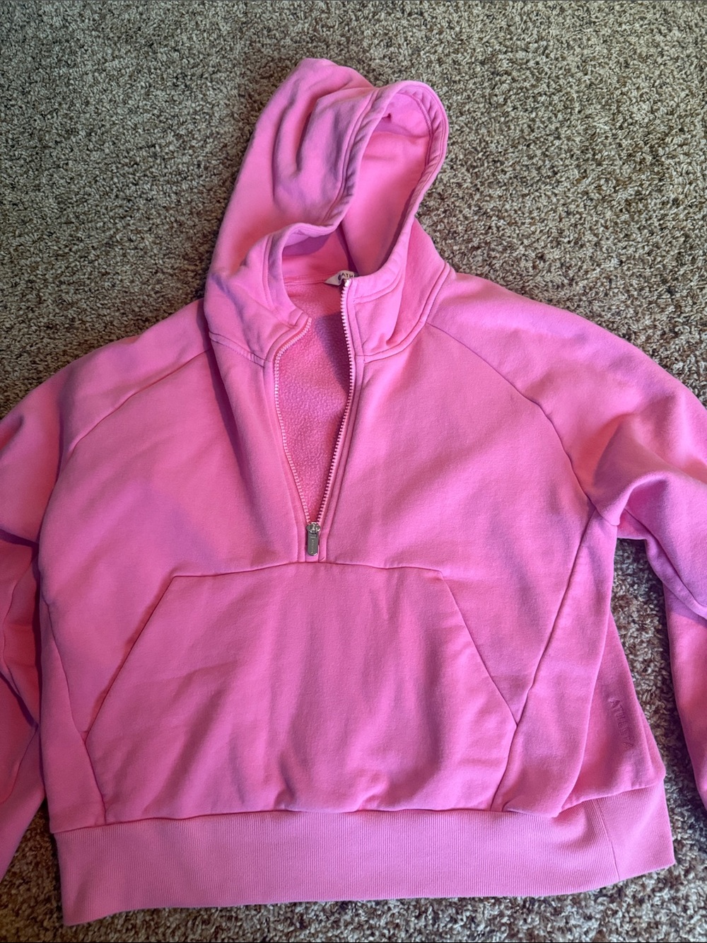 Athleta Pink Half-Zip Hooded Pullover